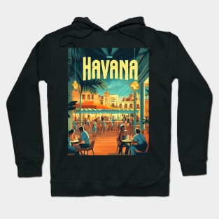 As the sun sets over Havana, lively conversations fill the air in a bustling outdoor cafe Hoodie